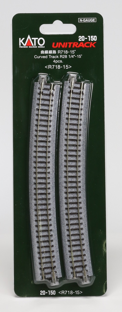 KATO鉄道模型オンラインショッピング 曲線線路 R718-15°（4本入 